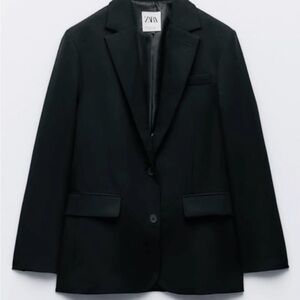 Zara Black Single-Button Notch Lapel Blazer